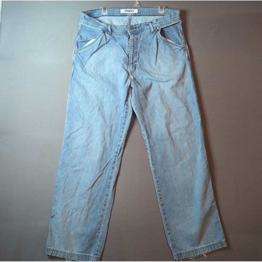 Mavi Jeans Chad Painter Mens Light Wash Straight Leg Denim Jeans 36x32 Blue